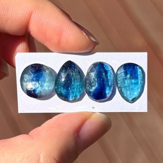 Bi-Colour Blue & Green Kyanite Cabochon Rose cut - Choose your Stone (E9)