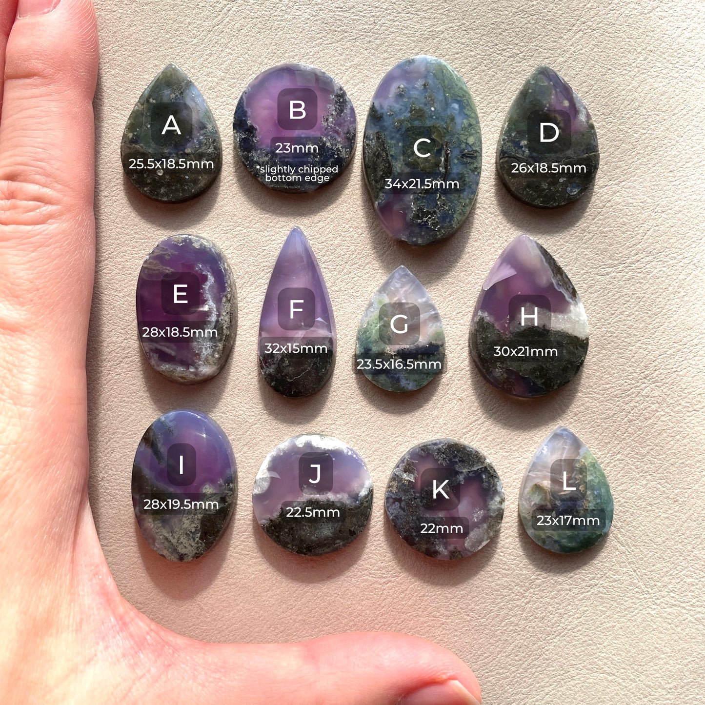 Lavender (Purple) Moss Agate Cabochon - Choose your Stone (W10)