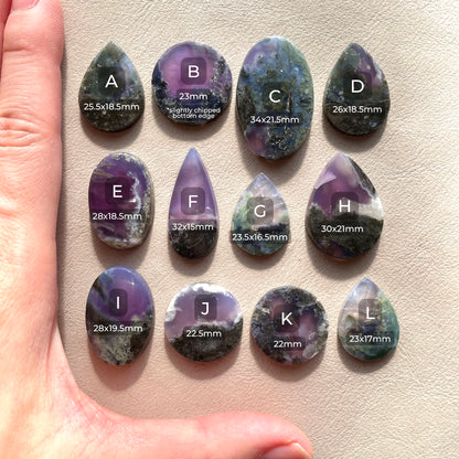 Lavender (Purple) Moss Agate Cabochon - Choose your Stone (W10)