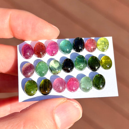 8x6mm Multi Tourmaline Oval Cabochon Smooth - Choose your Stone (W5)