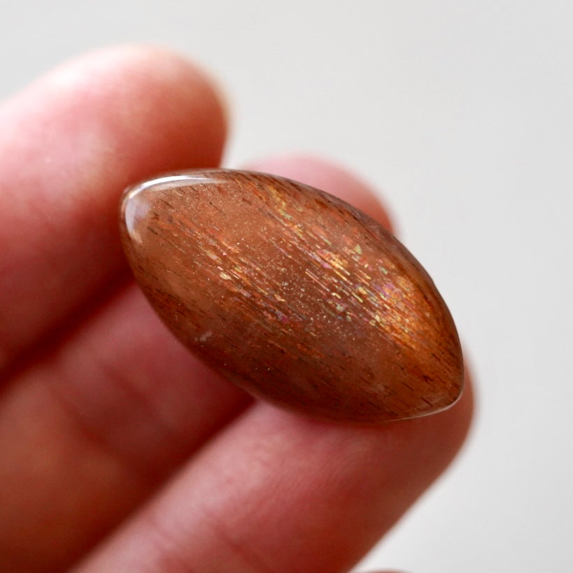Rainbow 'Meteor Shower' Sunstone Cabochon - 29 x 16mm (B-W2)