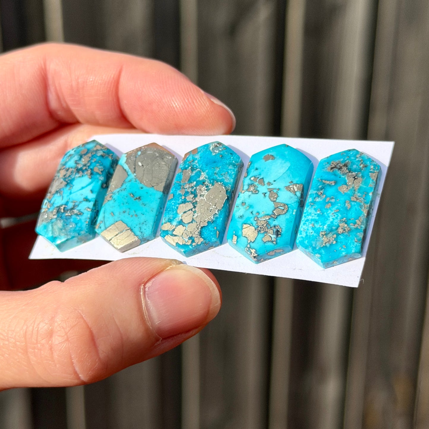 Morenci Turquoise (with Pyrite) Hexagonal Cabochon Smooth - Choose your Stone (W15)