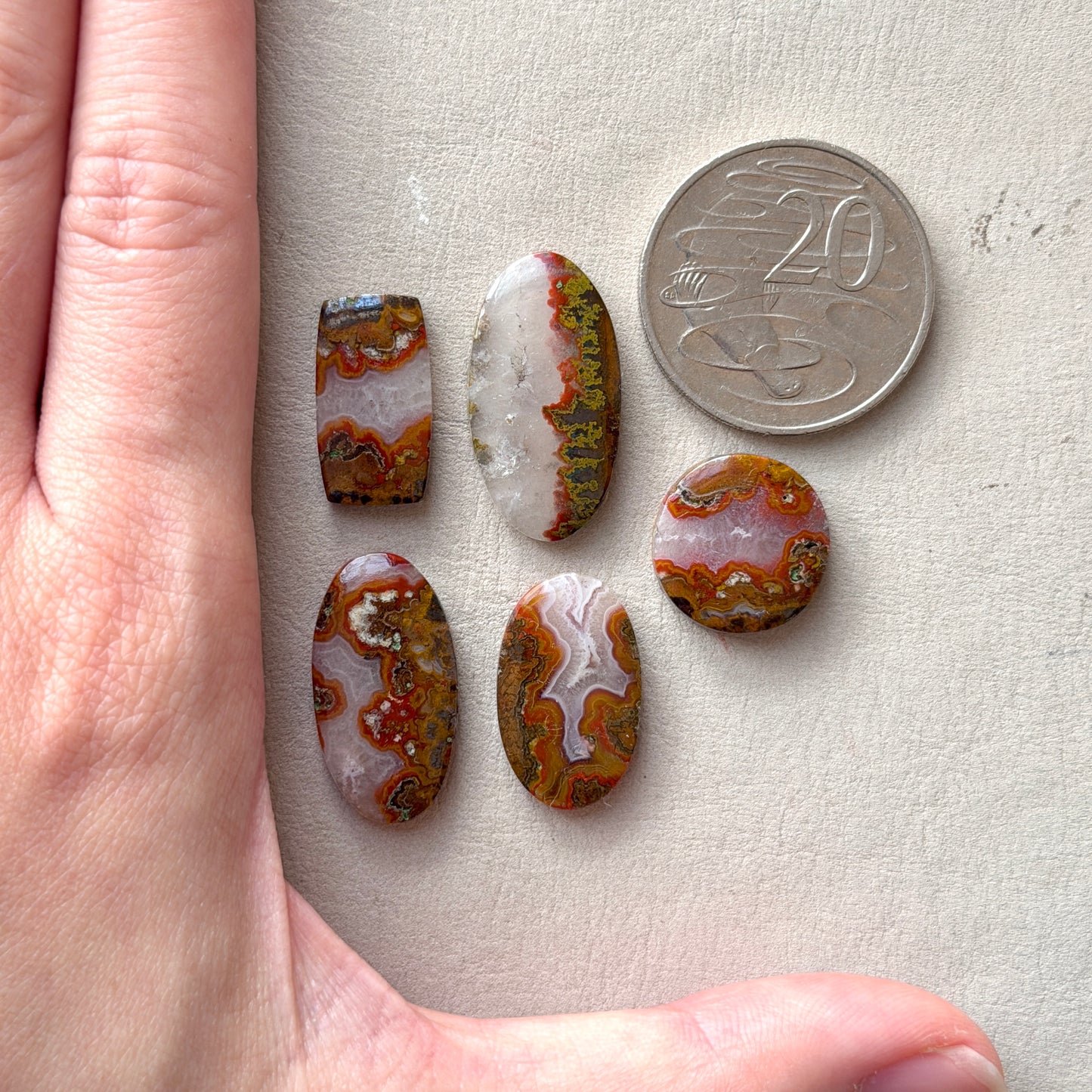 17-28mm Red Moroccan Seam Agate Cabochon Smooth - Choose your Stone (W5-EY)