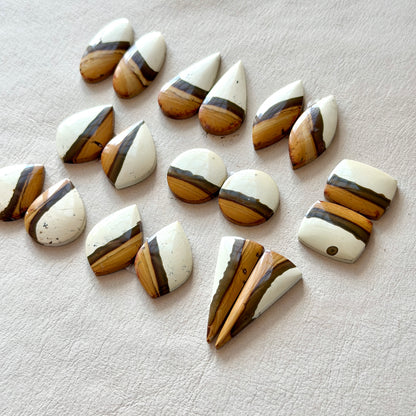 Ivory/Cream Polychrome Jasper Cabochon Pairs - Choose your Pair (W9)