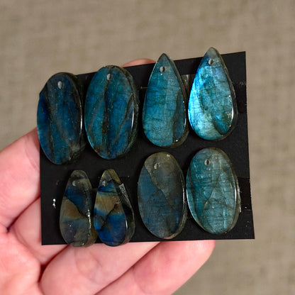 DRILLED Blue Labradorite Cabochon Pairs - Choose your Pair (W12)