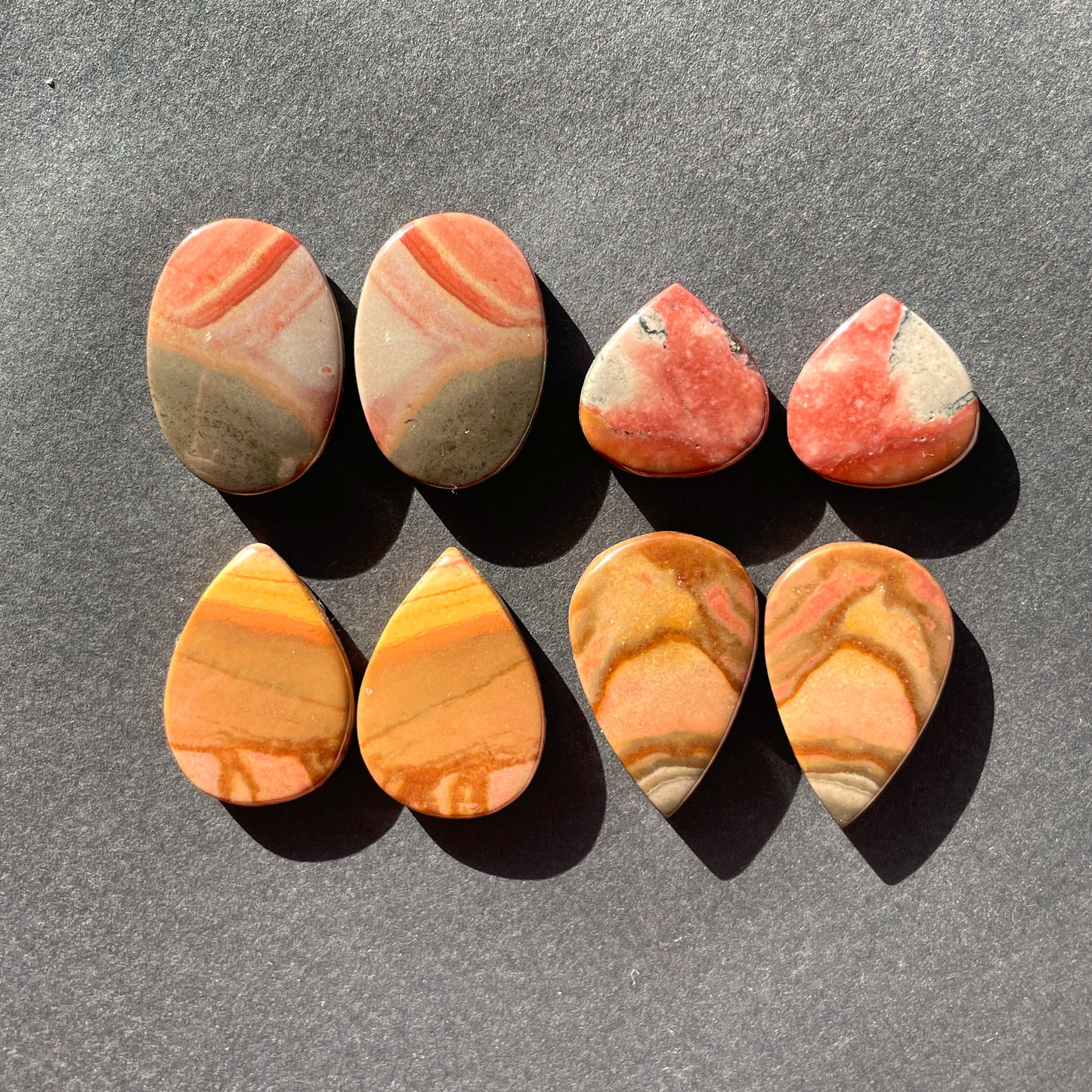 Polychrome Jasper Cabochon Pairs - Choose your Pair (B)(W3)