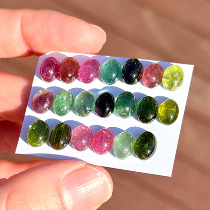 8x6mm Multi Tourmaline Oval Cabochon Smooth - Choose your Stone (W5)