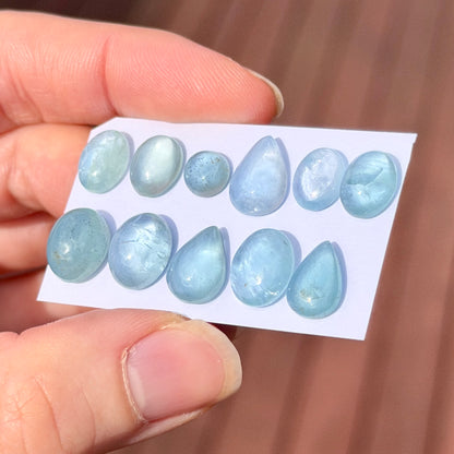 7-12mm Aquamarine Cabochon Smooth - Choose your Stone (W3)
