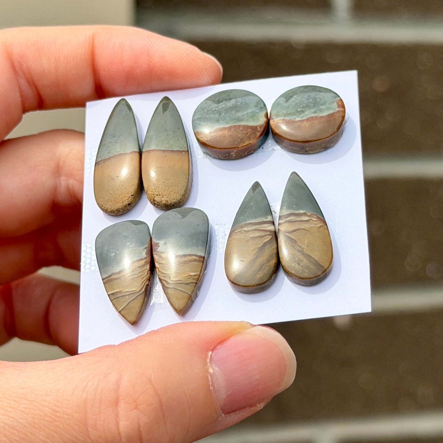 Scenic Polychrome Jasper Cabochon Pairs - Choose your Pair (W8)