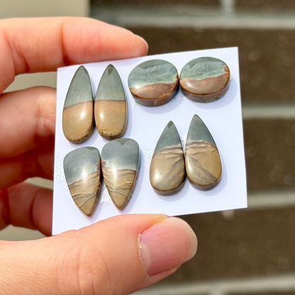 Scenic Polychrome Jasper Cabochon Pairs - Choose your Pair (W8)