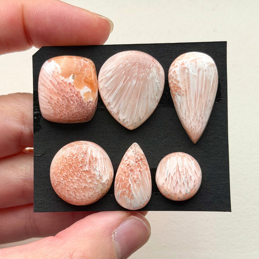 13-26mm Peach Scolecite Cabochon Smooth - Choose your Stone (W13)