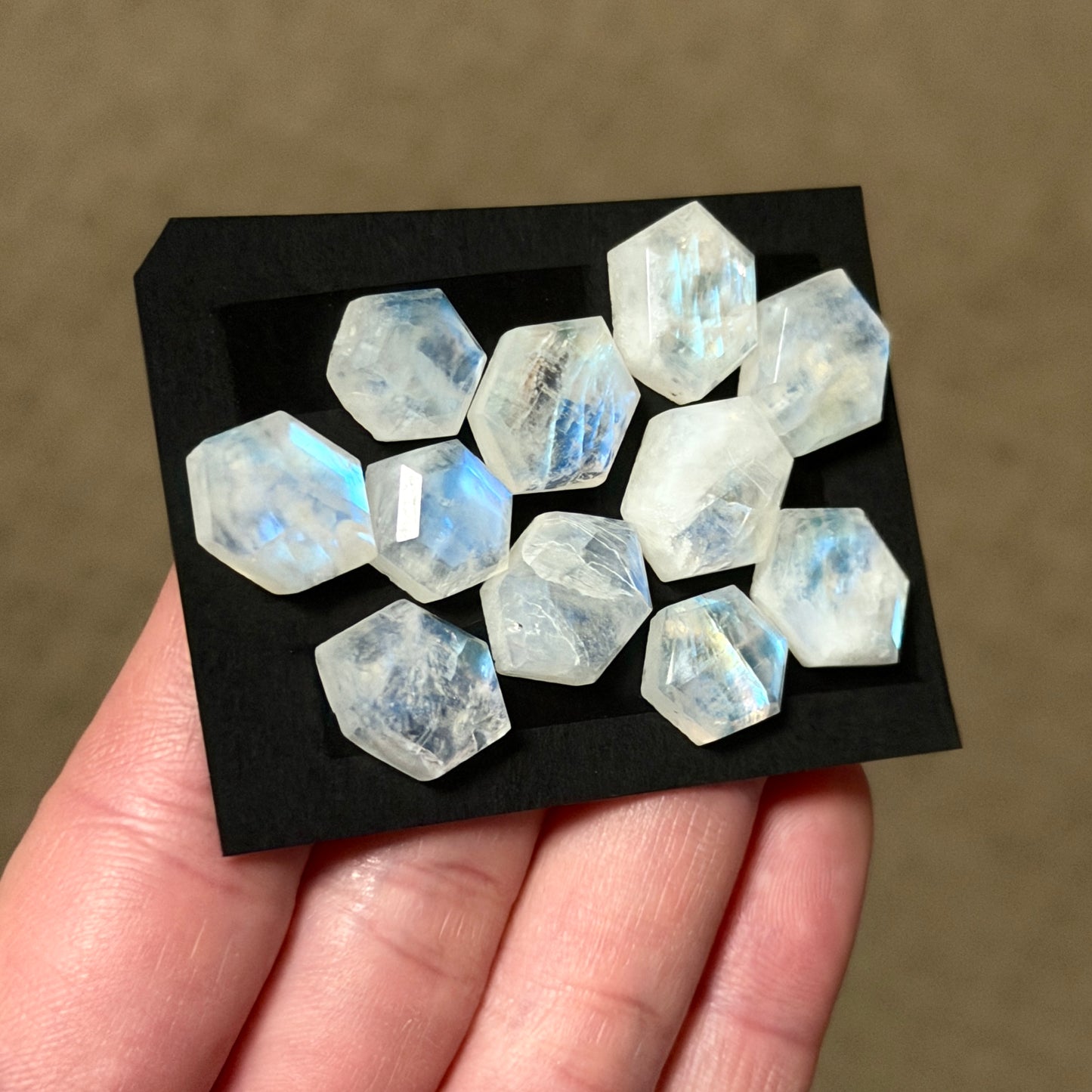 Rainbow Moonstone hexagonal Cabochon Step Cut - Choose your Stone (W3)