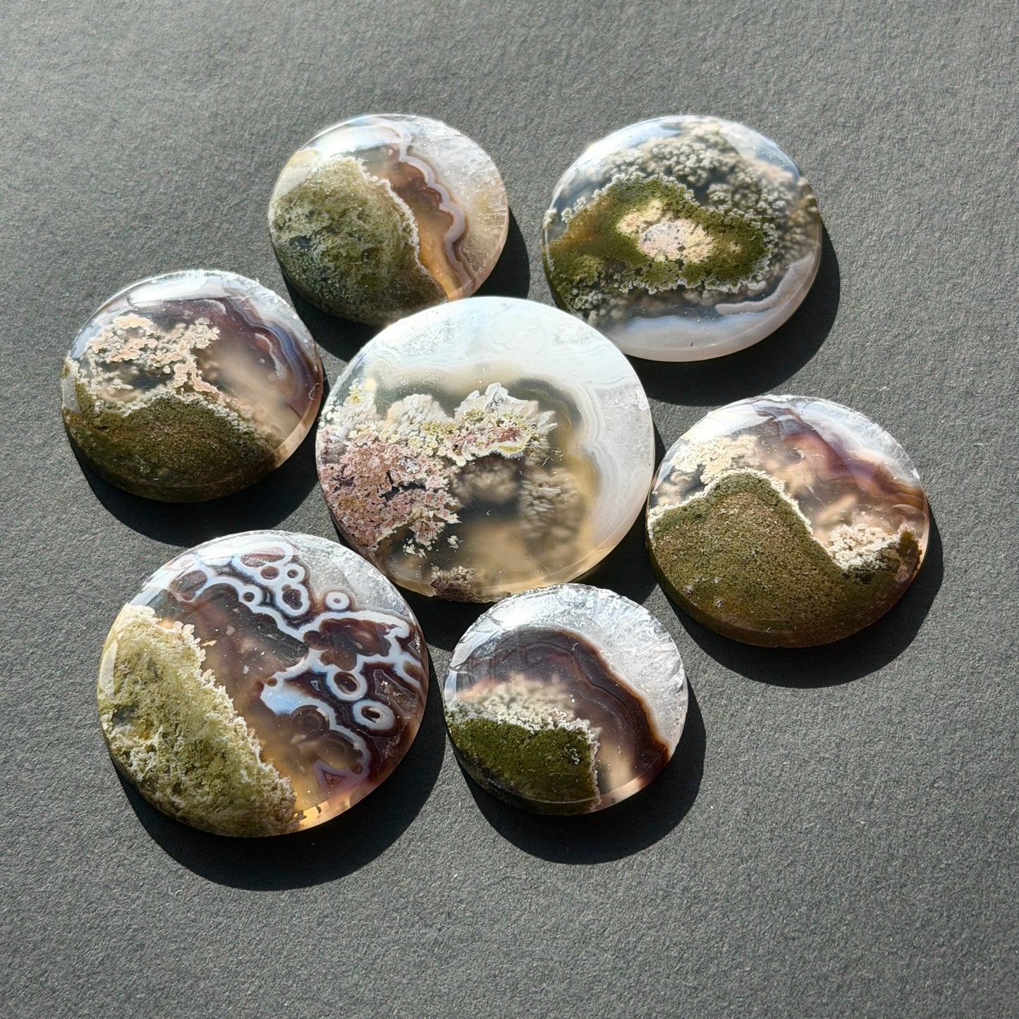 27-40mm Black Banded Moss Agate Round Cabochon Smooth - Choose your Stone (W15)
