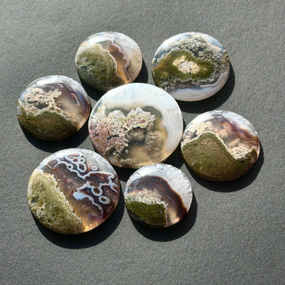 27-40mm Black Banded Moss Agate Round Cabochon Smooth - Choose your Stone (W15)