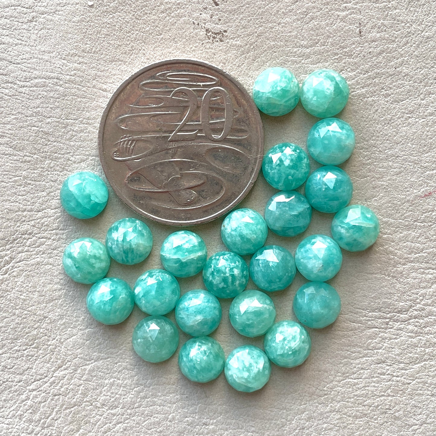 8mm Amazonite Cabochons Rosecut Round - Set of 3 (E3)