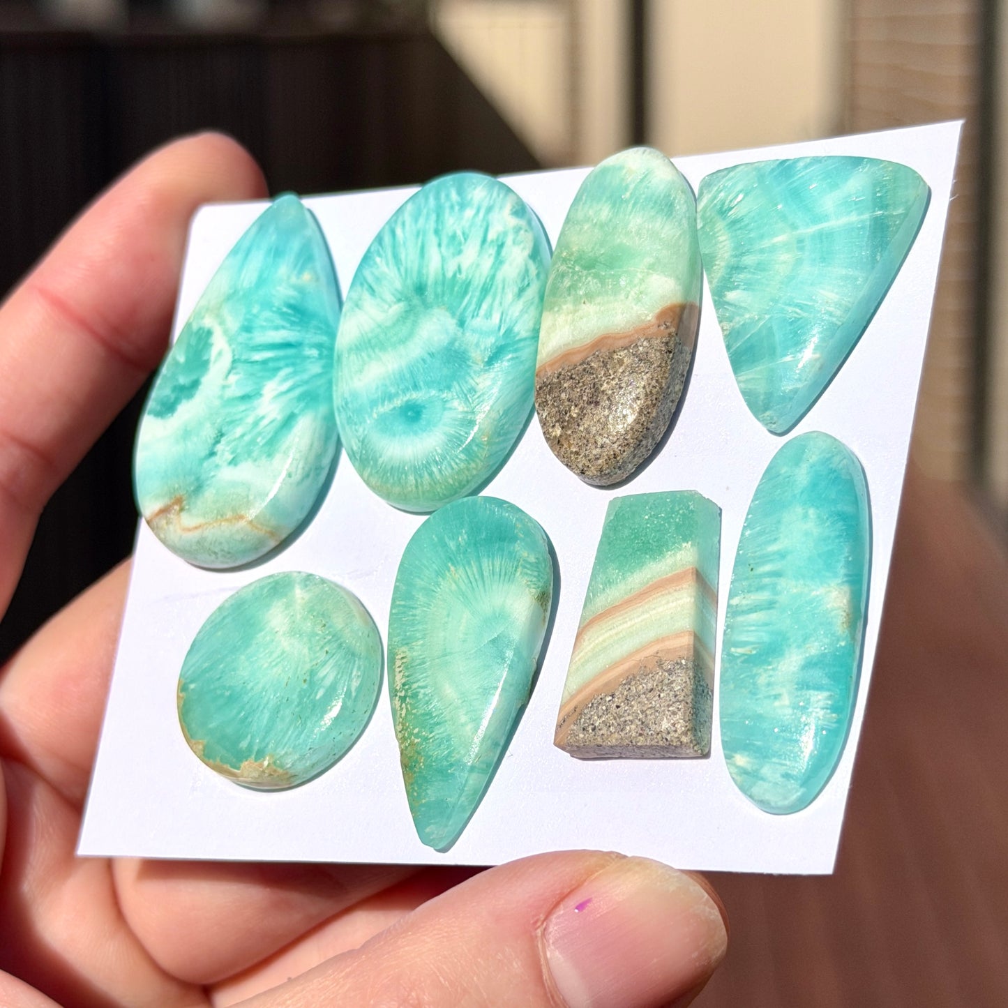 Blue Carribean Calcite Cabochon Smooth - Choose your Stone (W14)
