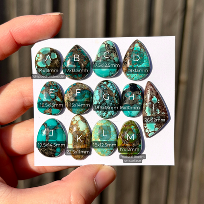14-26mm Hubei Turquoise Cabochon Smooth (Backed) - Choose your Stone (W15-B)