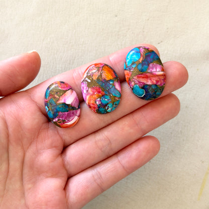 22-27mm Pink Spiney Oyster Copper Turquoise Cabochon Smooth  - Choose your Stone (W15)