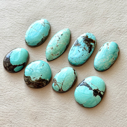 Pale Blue Hubei Turquoise Cabochon Smooth (Backed) - Choose your Stone (W12)