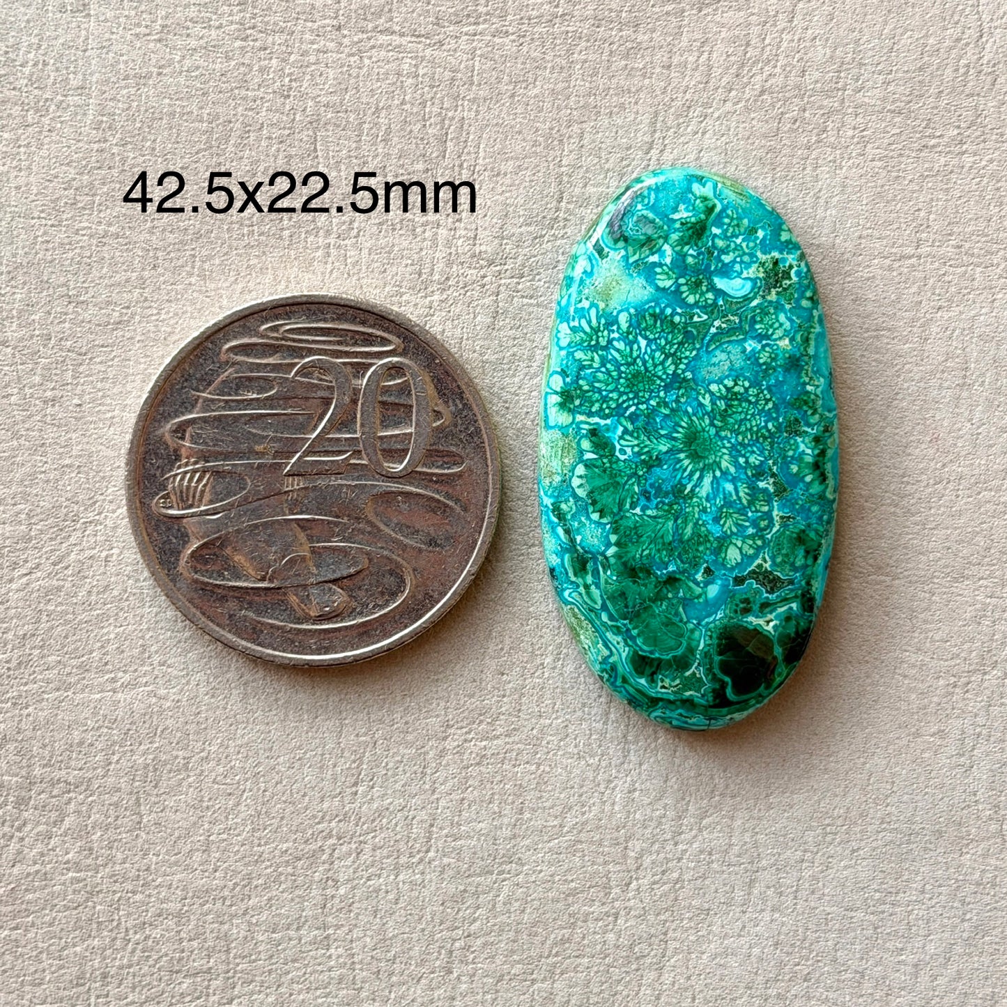 ‘Blooms’ Malachite Chrysocolla Oval Cabochon Smooth 42.5mm x 22.5mm (W8)