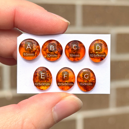 9-11mm Baltic Amber Round & Oval Cabochon Smooth - Choose your Stone (W9)