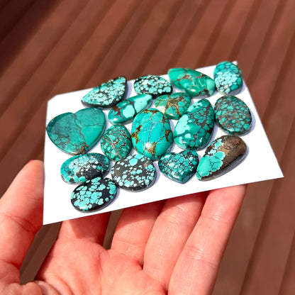 15-30mm Green Cloud Mountain Hubei Turquoise Cabochon Smooth (Backed) - Choose your Stone (W13)