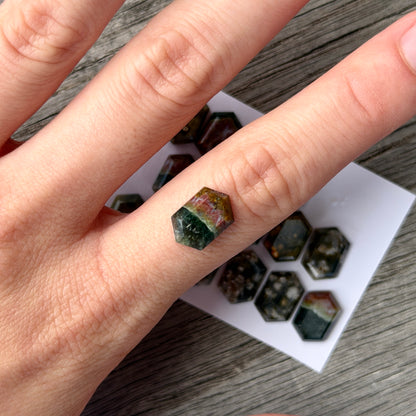 12x8mm Ocean Jasper Cabochon Hexagonal Step cut - Choose your Stone (W11)