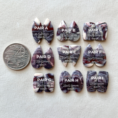Scenic Porcelain Jasper Cabochon Pairs - Choose your Pair (E4)