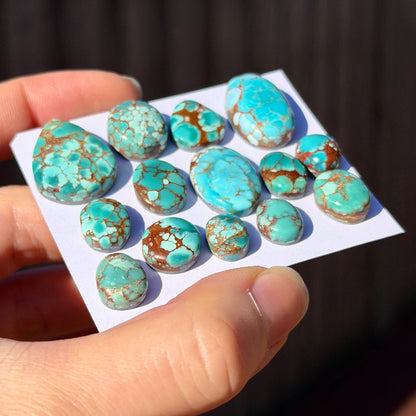 10-22mm Red River Hubei Turquoise (Backed) Cabochon Smooth - Choose your Stone (W15)