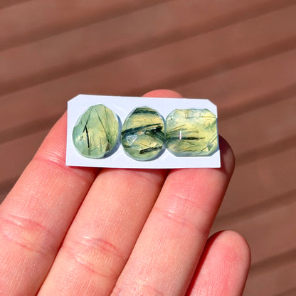 Prehnite (with Tourmaline inclusions) Cabochon Rose Cut - Choose your Stone (W17)
