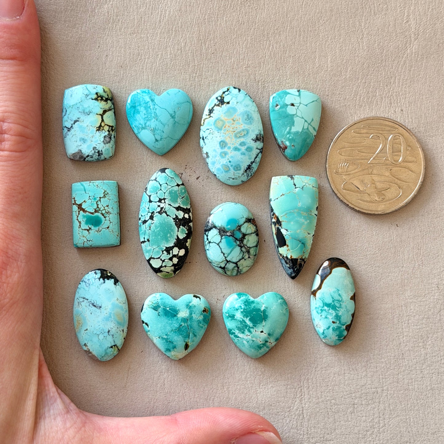 Seafoam Green/Pale Blue Hubei Turquoise Cabochon Smooth (Backed) - Choose your Stone (W7)
