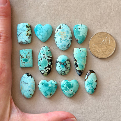 Seafoam Green/Pale Blue Hubei Turquoise Cabochon Smooth (Backed) - Choose your Stone (W7)