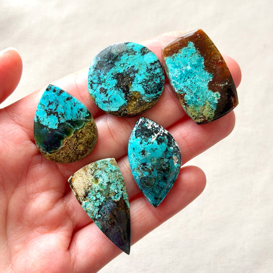 *RARE* Gem Silica/Chrysocolla in Chalcedony (Bacan Stone) Cabochon Smooth - Choose your Stone (W17)