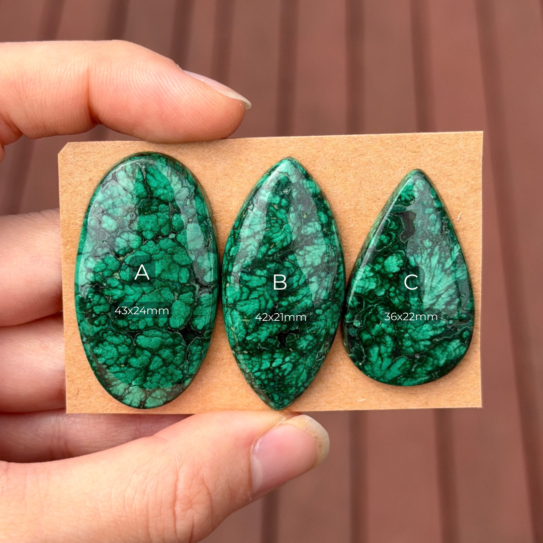 ‘Forest’ Pattern Malachite Cabochon Smooth - Choose your Stone (W12)