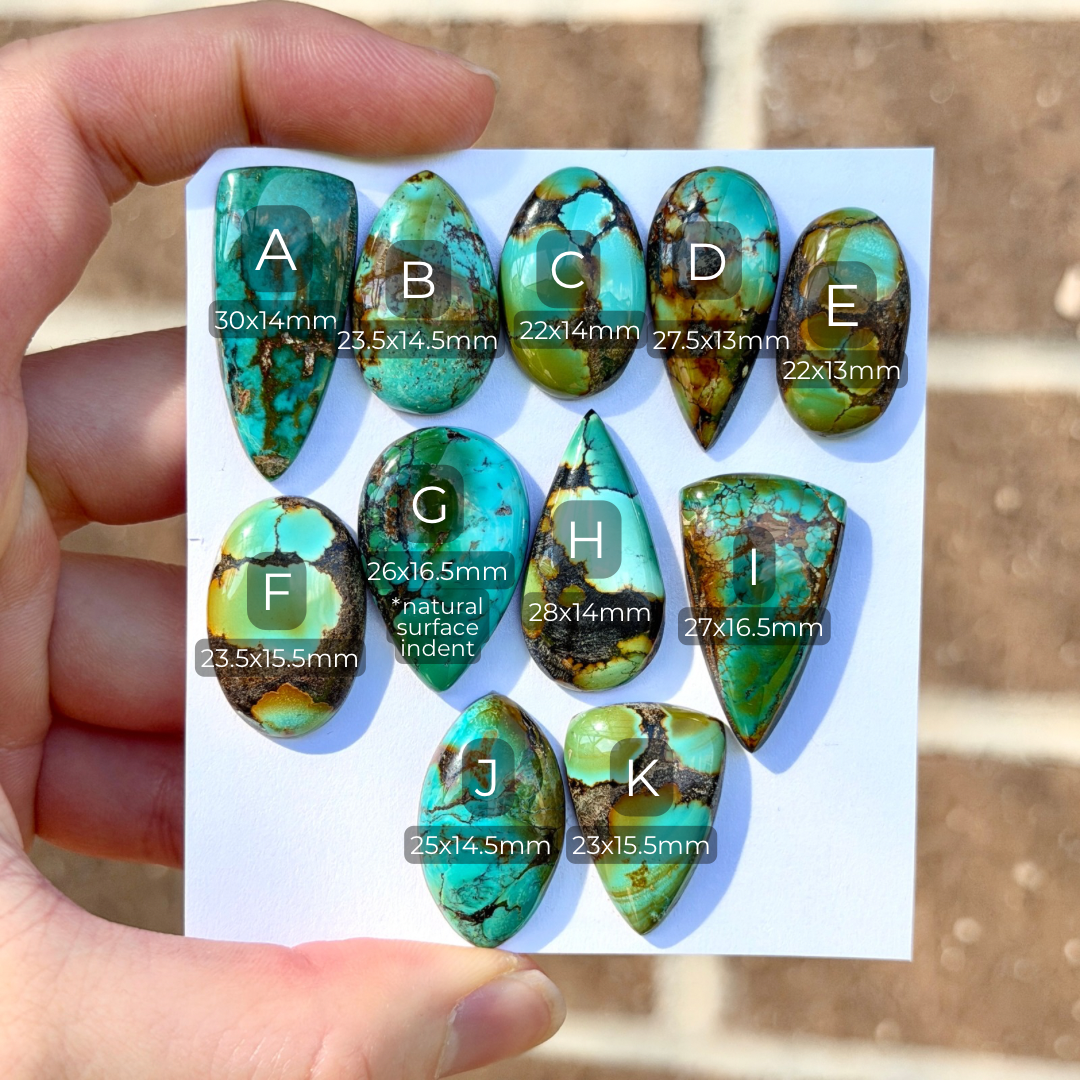 Bamboo Mountain Hubei Turquoise (Blue/Green with Brown splashes) Cabochon Smooth (Backed) - Choose your Stone (W10-EY)