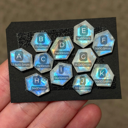 Rainbow Moonstone hexagonal Cabochon Step Cut - Choose your Stone (W3)