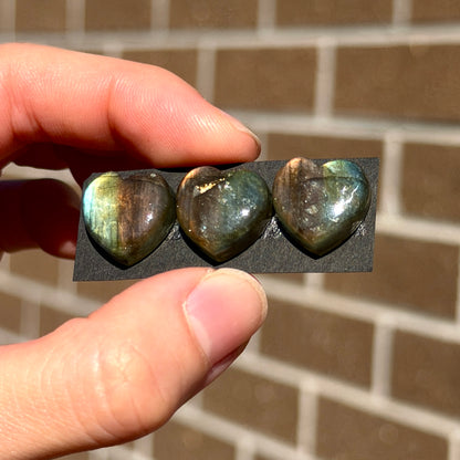 RARE Two-Tone (Sunset & Sunrise) Labradorite (Heart Cabochon Smooth 15x15mm - Choose your Stone (W13)