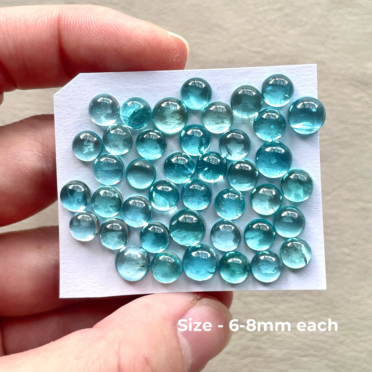 6-8mm Blue & Green Apatite Round Cabochons Smooth - Set of 3 (E13)