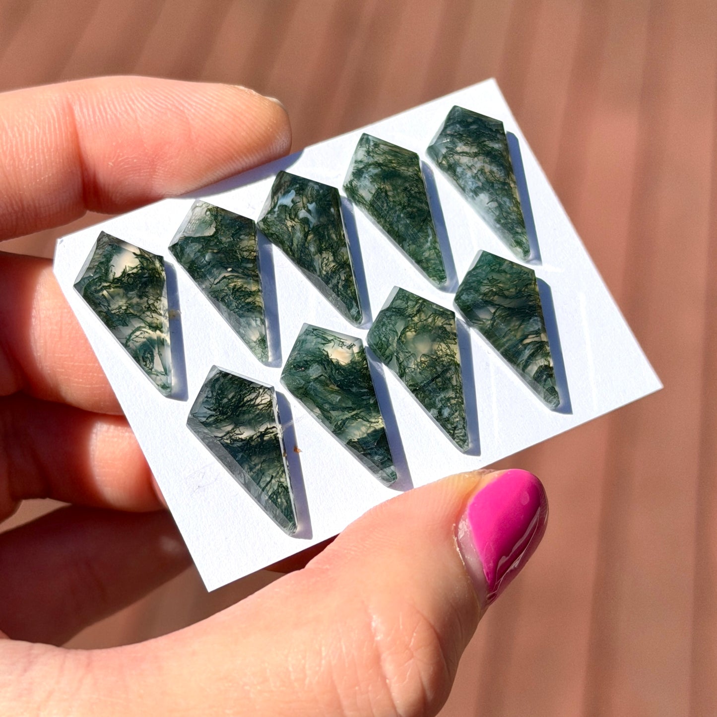 Moss Agate Kite Cabochon Smooth (20x10mm) - Choose your Stone (W13)