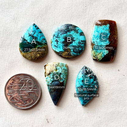 *RARE* Gem Silica/Chrysocolla in Chalcedony (Bacan Stone) Cabochon Smooth - Choose your Stone (W17)