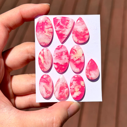 White/Pink Plume Agate Doublet Cabochon Smooth - Choose your Stone (W12)