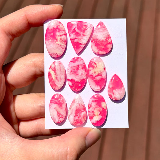 White/Pink Plume Agate Doublet Cabochon Smooth - Choose your Stone (W12)