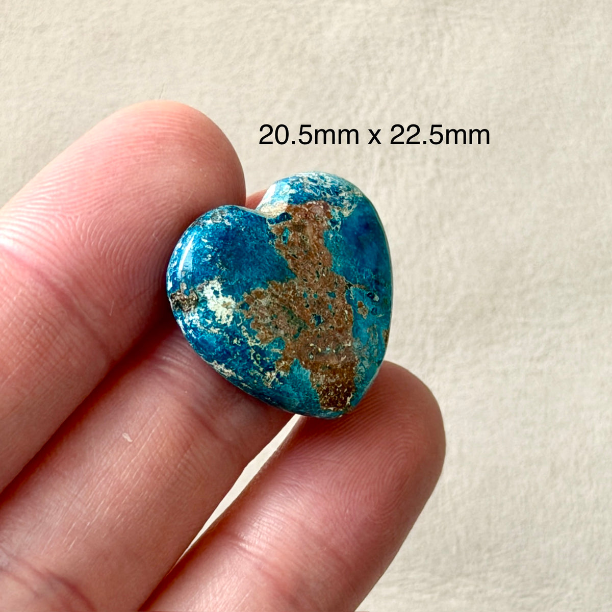 ‘Cape York, North Queesland' Shattuckite Heart Cabochon - 20.5mm x 22.5mm (W16)