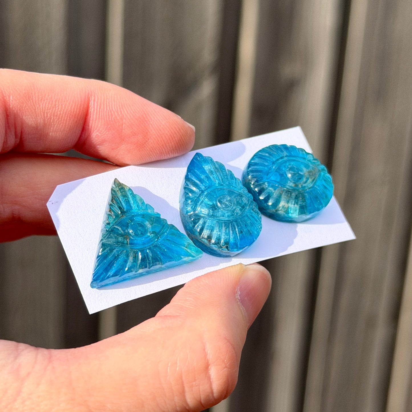 Apatite & Clear Quartz 'Evil Eye/Nazar' Carved Cabochon Doublet, Smooth - Choose your Stone (W15)