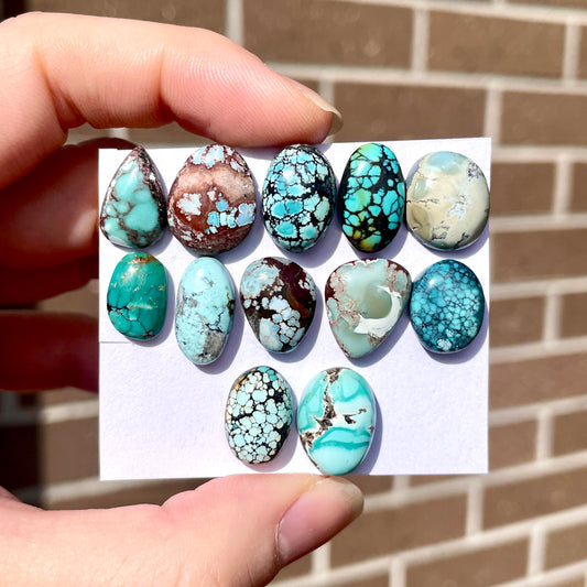 12-16mm Hubei Turquoise Cabochon Smooth (Backed) - Choose your Stone (B-W5)