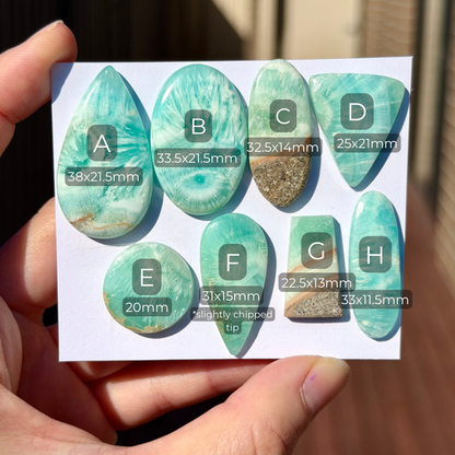 Blue Carribean Calcite Cabochon Smooth - Choose your Stone (W14)