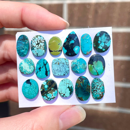 9-14mm Tibetan Turquoise Cabochon Smooth  - Choose your Stone (W11)