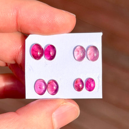 Rubellite Tourmaline Oval Cabochon Pairs - Choose your Pair (W16)