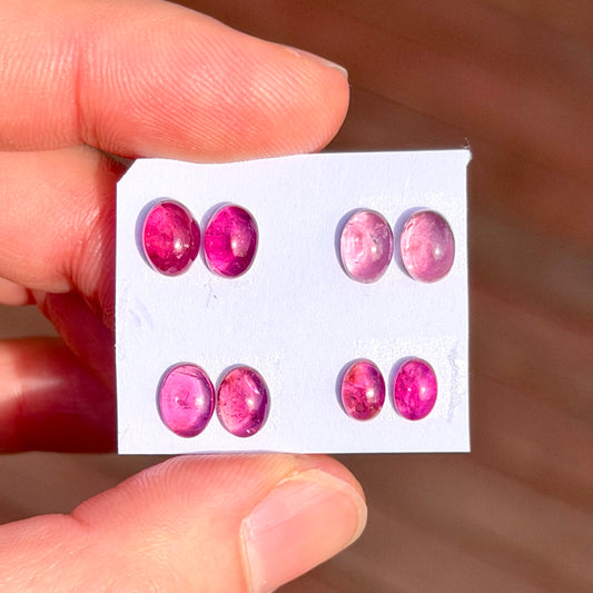 Rubellite Tourmaline Oval Cabochon Pairs - Choose your Pair (W16)