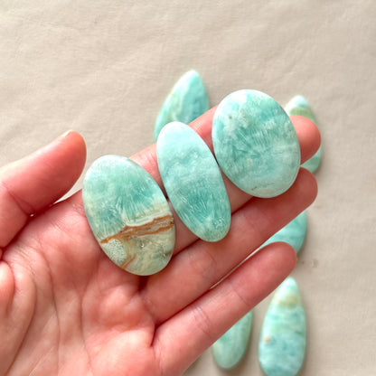 29-43mm Blue Carribean Calcite Cabochon Smooth - Choose your Stone (W7)